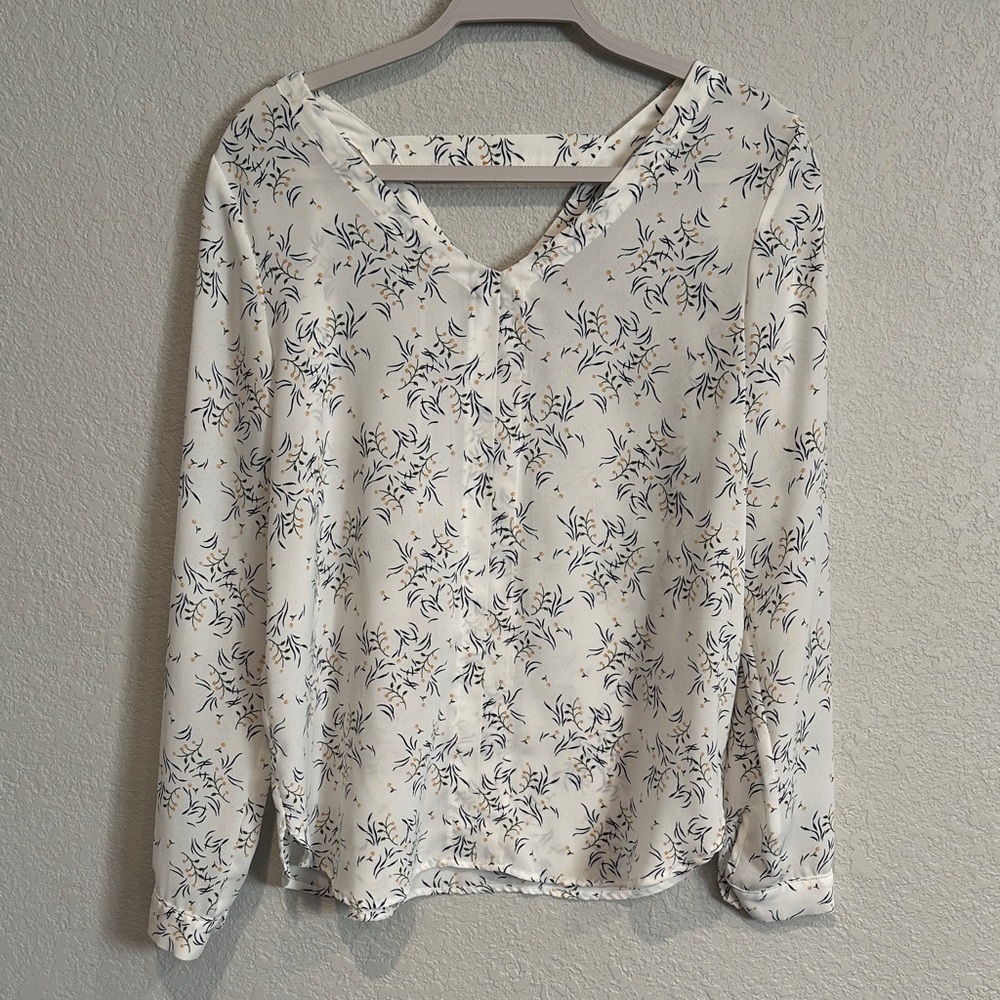 LOFT Floral Print V-Neck Blouse